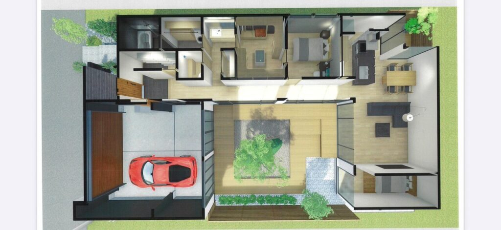 ガレージハウス平屋の間取り図