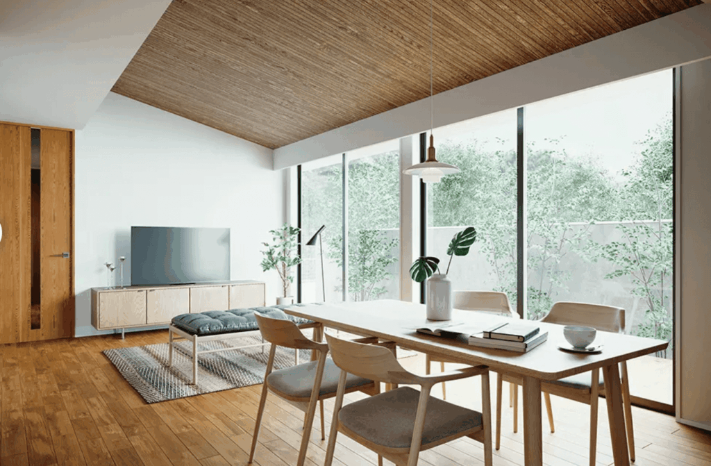 天井の折り上げ・折り下げ・勾配天井などのアレンジも可能