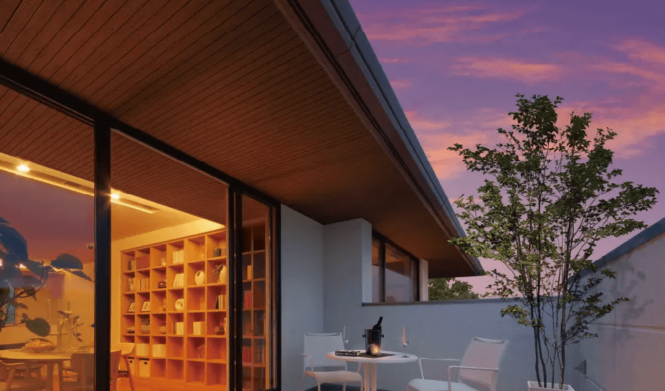 住友林業の家では、軒を深く出したデザインが多く採用されている